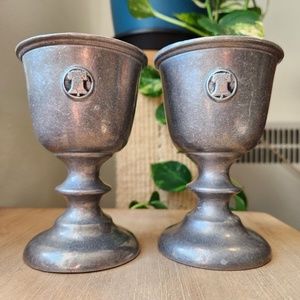 RARE Set of American Vintage Wilton Armetale Pewter Chalice Goblet Liberty Bell